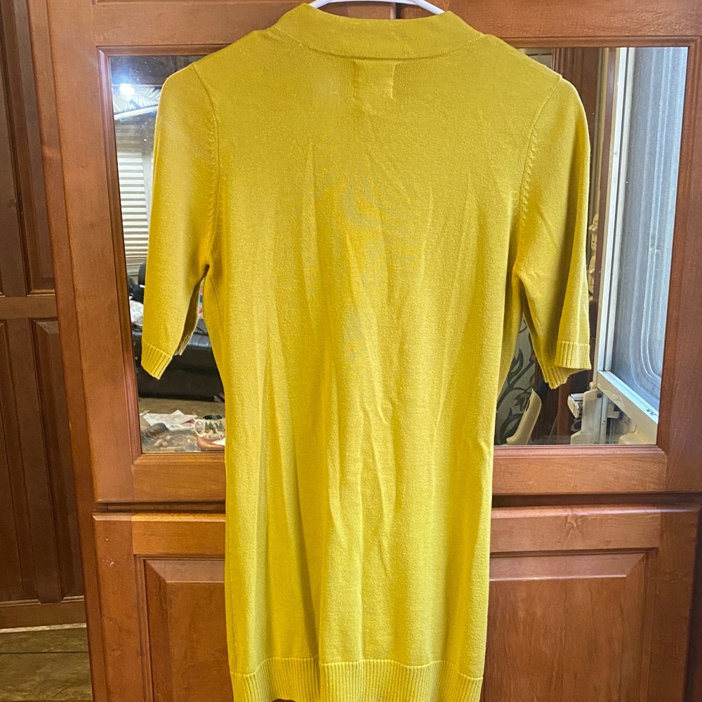 Tabitha Mustard Yellow Small V-neck Button Front Cardigan Sweater Fall - Picture 4 of 12
